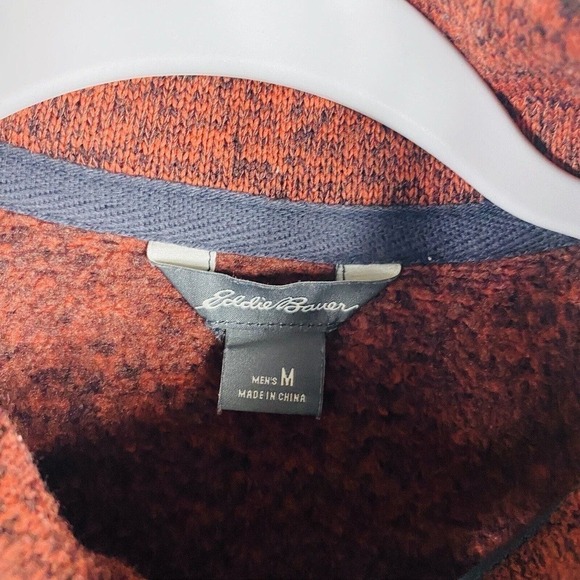 Eddie Bauer Size Medium Radiator Fleece Snap Mock Neck Pullover Sweater Orange - Picture 3 of 4